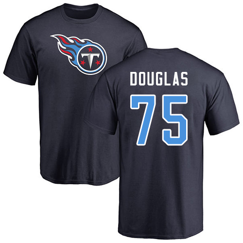 Tennessee Titans Men Navy Blue Jamil Douglas Name and Number Logo NFL Football #75 T Shirt